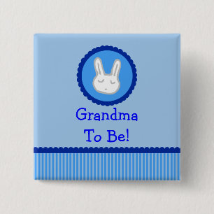 Blue Bunny "Grandma To Be" Baby Shower Button