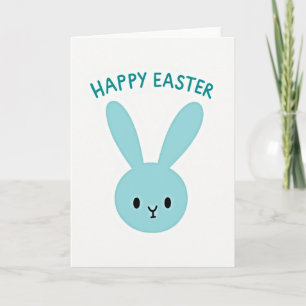 Blue Bunny Happy Easter Card