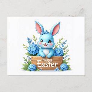 Blue Bunny  Holiday Postcard