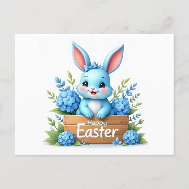 Blue Bunny  Holiday Postcard (Happy Easter Postcard!)