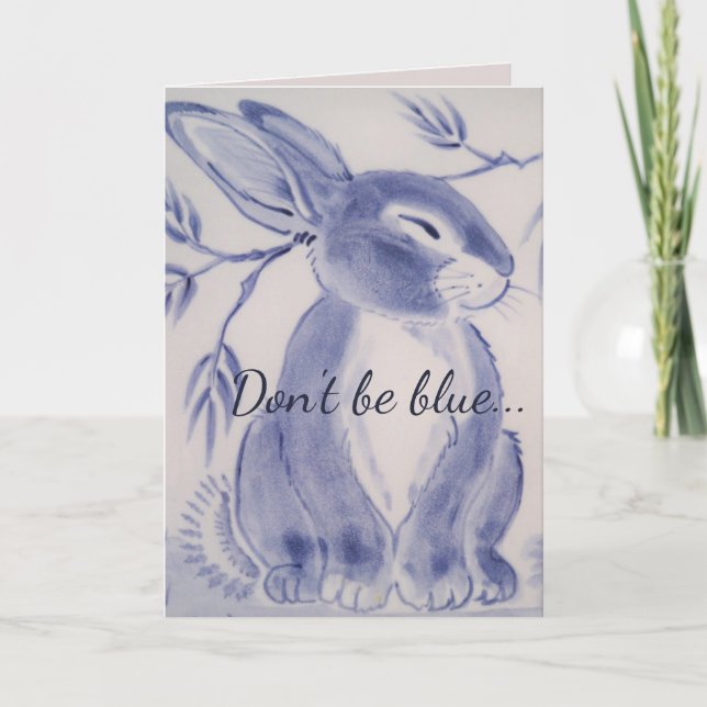 Blue Bunny Rabbit Get Well Card (Front)