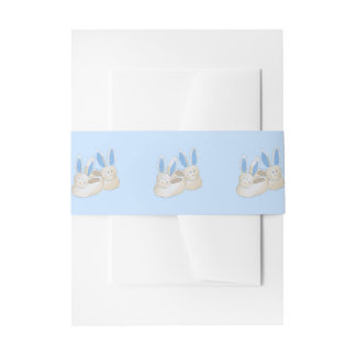 Blue Bunny Slipper Baby Shower Sleepover Party Invitation Belly Band