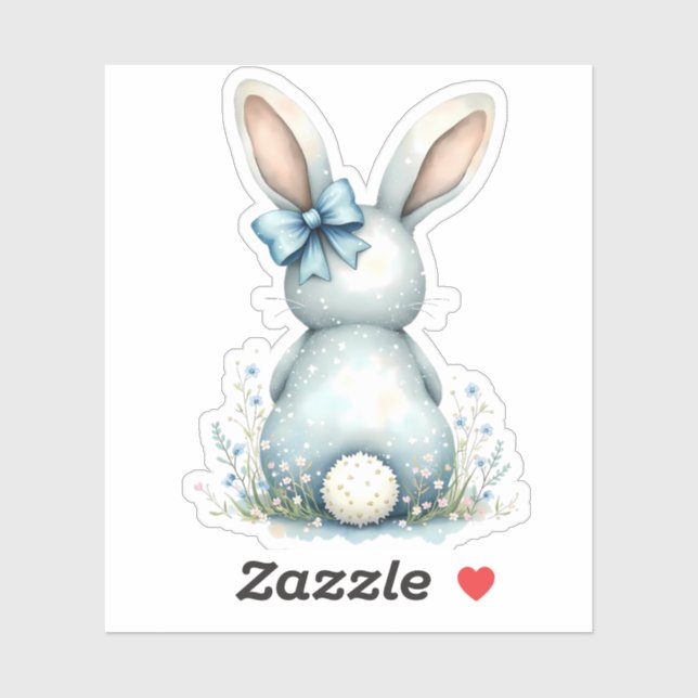 Blue Bunny Tail Cottontail Easter Bunny with Eggs (Sheet)