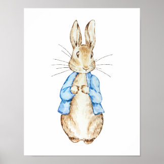 Blue Bunny Wall Art | Watercolor Rabbit