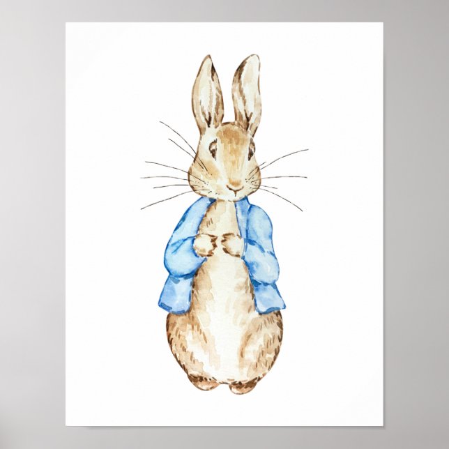 Blue Bunny Wall Art | Watercolor Rabbit (Front)