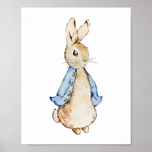 Blue Bunny Wall Art | Watercolor Rabbit (Front)