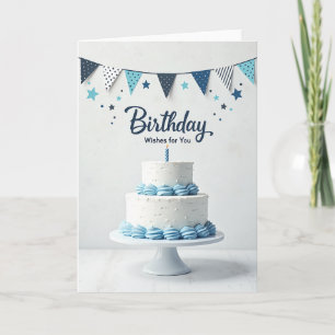 Blue Bunting Birthday Card