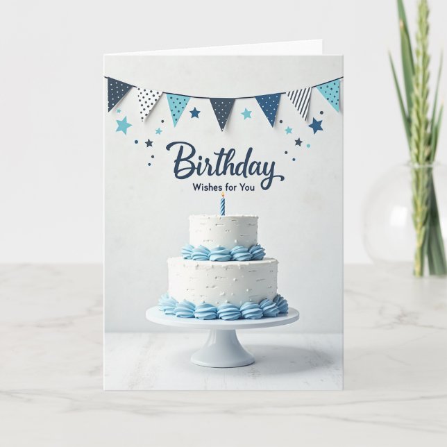 Blue Bunting Birthday Card (Front)