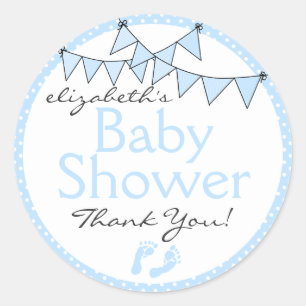 Blue Bunting Flags Baby Shower Thank You Classic Round Sticker