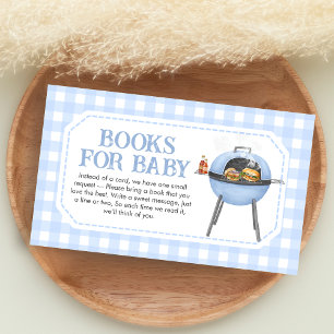 Blue Burger BBQ Baby Shower Books for Baby Enclosure Card