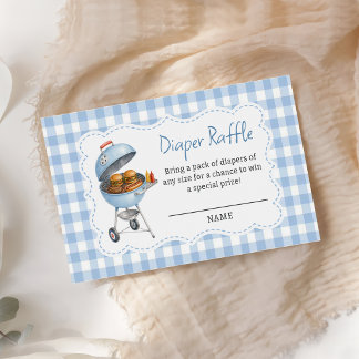 Blue Burger BBQ Baby Shower Diaper Raffle Enclosure Card