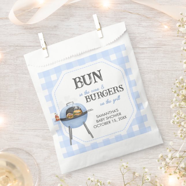 Blue Burger BBQ Baby Shower Favour Bag (Clipped)