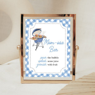 Blue Burger BBQ Baby Shower Mum Osa Bar Poster