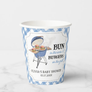 Blue Burger BBQ Baby Shower Paper Cups