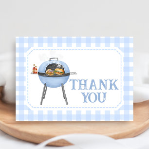 Blue Burger BBQ Baby Shower Thank You Card