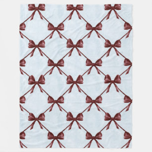 Blue Burgundy Bows Fleece Blanket