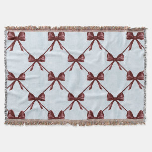 Blue Burgundy Bows   Throw Blanket