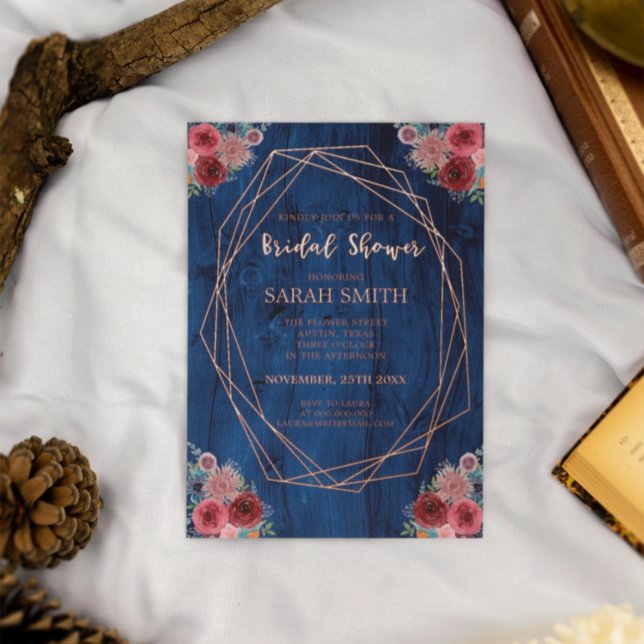 Blue Burgundy Geometric Bridal Shower Rose Gold (Creator Uploaded)