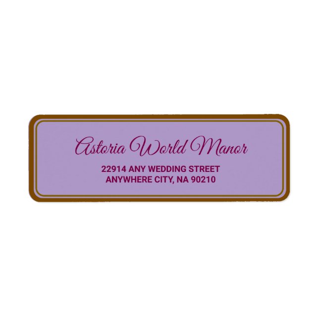 Blue Burgundy Gold Blush  Wedding address  Return Address Label (Front)