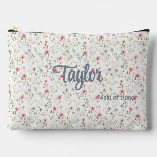 Blue + Burgundy Romantic Floral Bridal Party Accessory Pouch