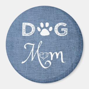 Blue Burlap Dog Mom Magnet
