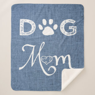 Blue Burlap Dog Mum Sherpa Blanket