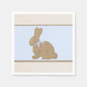 Blue & Burlap Rustic Bunny Easter Baby Shower Napkin