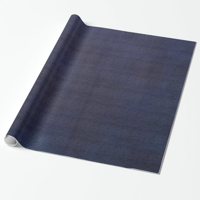 Blue Burnished Denim Look Wrapping Paper (Unrolled)