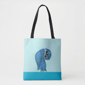 Blue Burrowing Owl Coastal Art Tote Bag