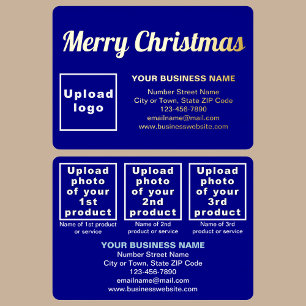 Blue Business Brand on Christmas Rectangle Foil Holiday Card