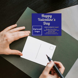 Blue Business Brand on Valentine Foil Holiday Postcard