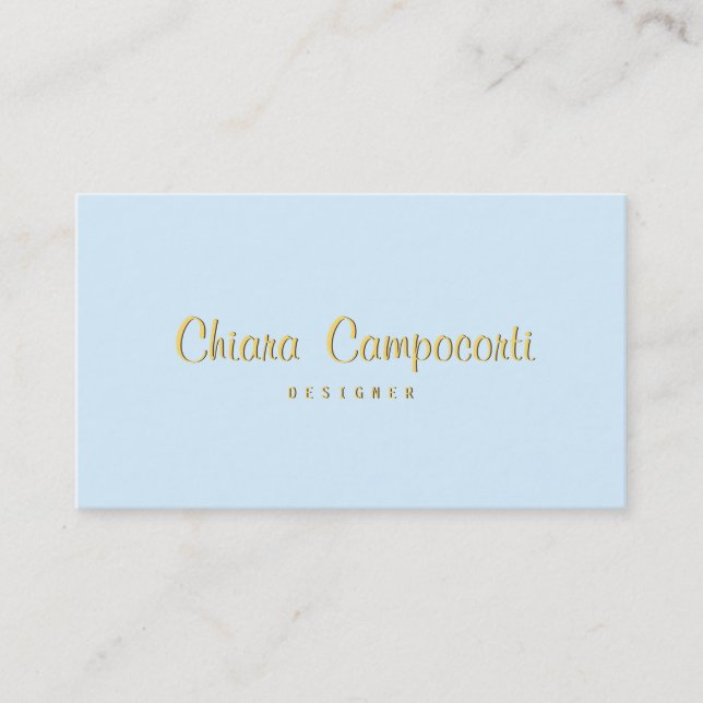Blue business card golden letters customisable (Front)