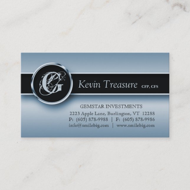 Blue Business Card Metal Professional (Front)