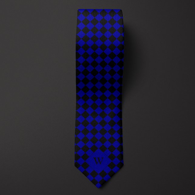 Blue Business Chequered Monogram Tie (Creator Uploaded)