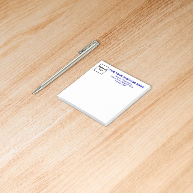 Blue Business Font White Square post it note (Build brand name awareness. Blue texts of your business brand on heading of square post it note.)