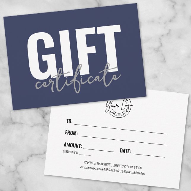 Blue Business Gift Certificate Invitation (Your Logo Blue Business Gift Certificate Invitation)