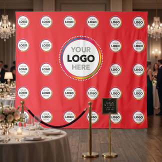 Blue Business Logo Backdrop | Promo Photo Wall Tapestry