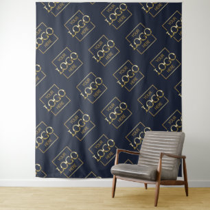 Blue Business Logo Pattern Trade Show Backdrop Tapestry