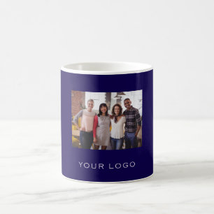 Blue business logo rectangular photo coffee mug