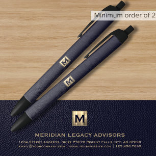 Blue Business Monogram Promotional Pen