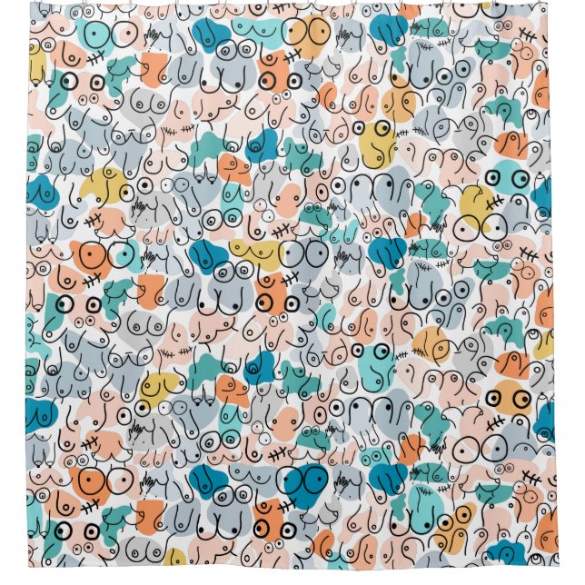 blue bust design shower curtain (Front)