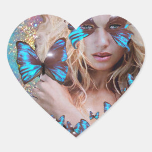 BLUE BUTERRFLY BEAUTY MAKEUP ARTIST HEART STICKER