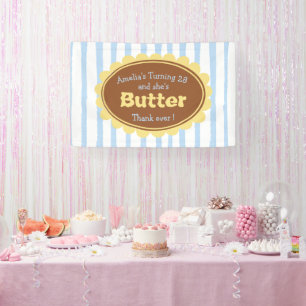 Blue Butter than ever Striped Birthday Banner