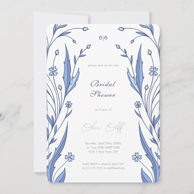 Blue Buttercup Bridal Shower Invitation (Front)