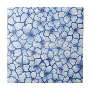 Blue Buttercups Ceramic Tile
