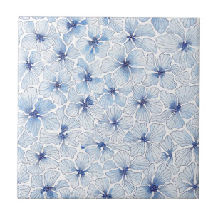 Blue Buttercups Ceramic Tile