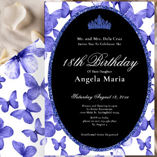 Blue Butterflies 18th Birthday Debut Invitation