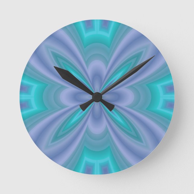 Blue Butterflies Abstract Round Clock (Front)