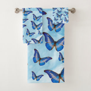 Blue Butterflies Bath Towel Set