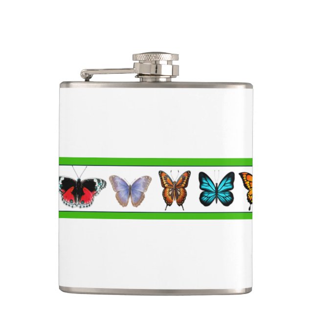 Blue Butterflies (Bridget Collection)  Hip Flask (Front)